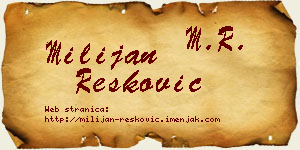 Milijan Resković vizit kartica